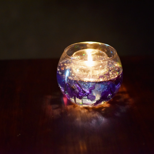 星取県キャンドル” 星降るジェルキャンドル ドライフラワーがふんわり