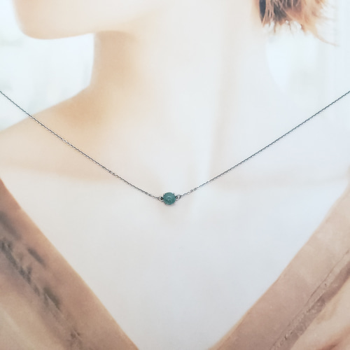 感謝価格 美しいブルーグリーン シルバーネックレス 希少石