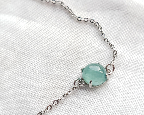 感謝価格 美しいブルーグリーン シルバーネックレス 希少石
