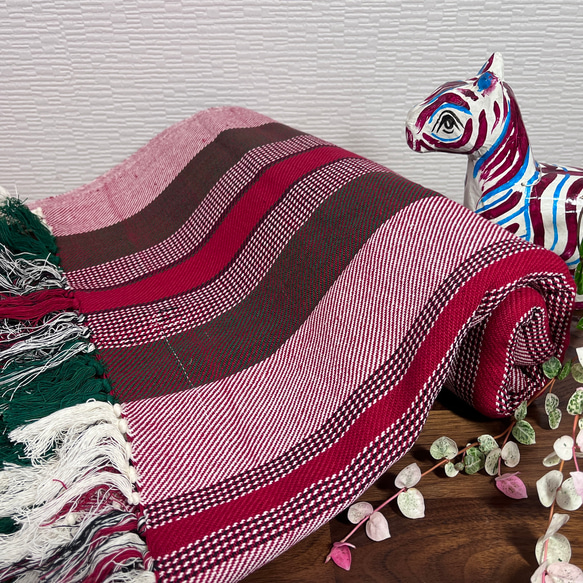 マルチクロス マルチカバー 千鳥 stripe【ルビーレッド】スロー マルチクロス マルチカバー 千鳥 stripe【ルビーレッド】スロー