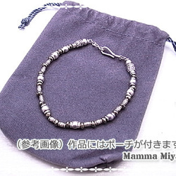 【再出品】Mamma Miya　赤虎目石4mm玉　黄鉄鉱　計108粒使用　3重巻腕輪　de-51-6 6枚目の画像