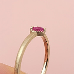 [K10/紅寶石] 古董心型褶邊戒指 *七月生日石 第9張的照片