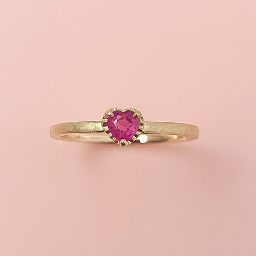 K10/ルビー】ハートのアンティーク風フリルリング＊7月誕生石 指輪