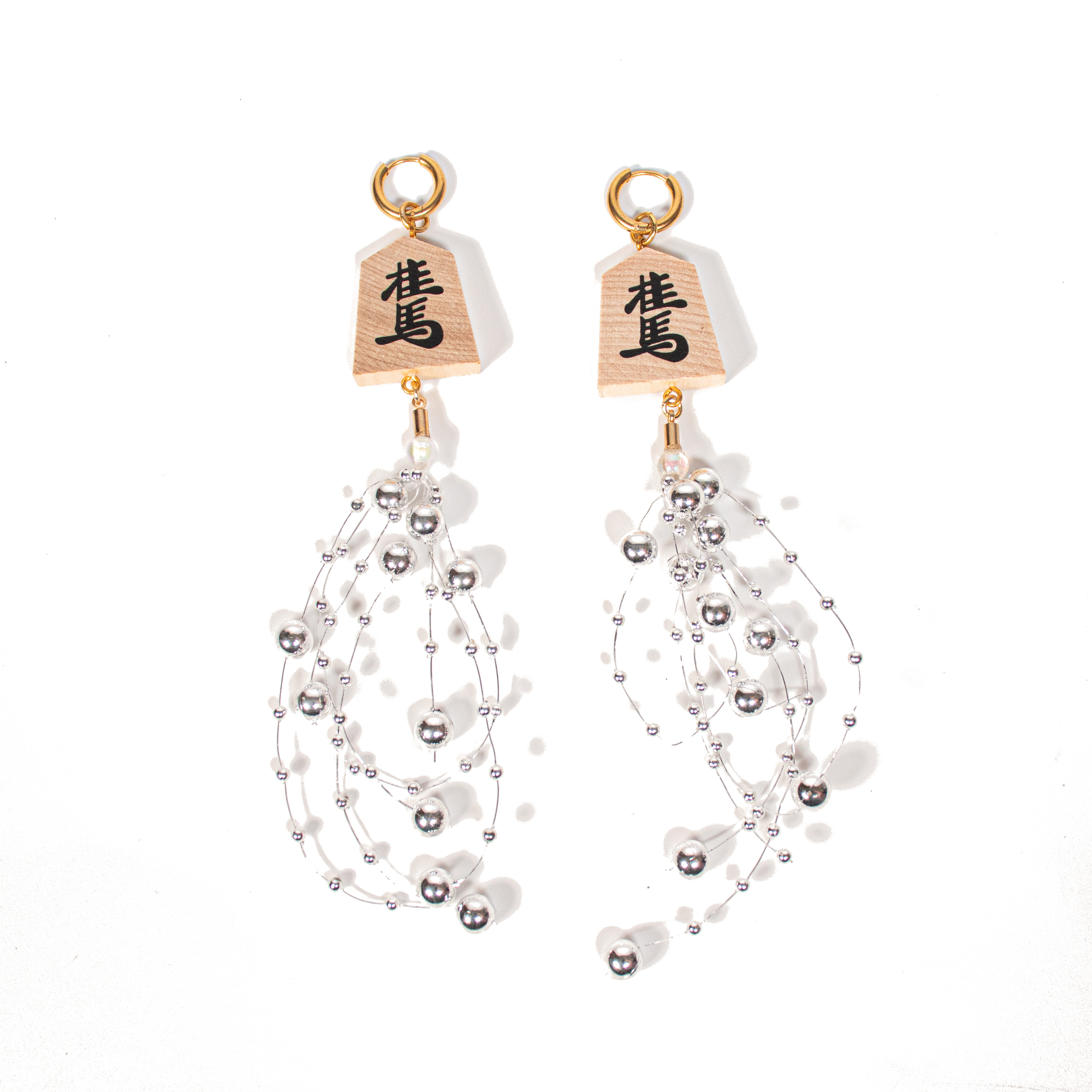 シルバーパールシャワー　将棋ピアス　#SILVERPEARL