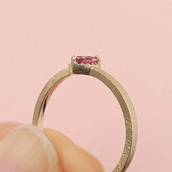 [K10] 古董心型褶邊戒指 * 粉紅碧璽 * 十月生日石 第9張的照片