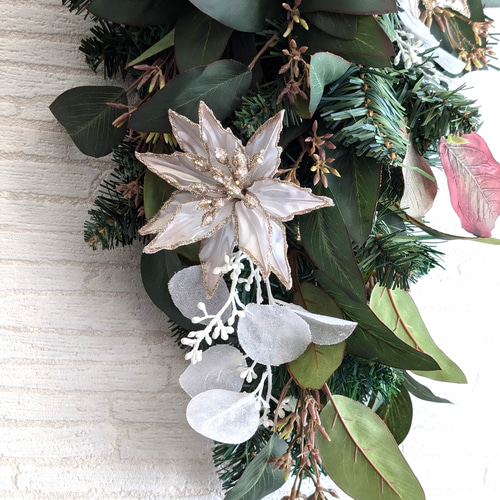 ずっときれい！毎年飾れる！超特大クリスマススワッグ 玄関 インテリア