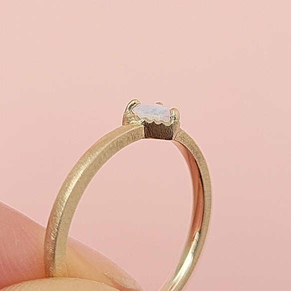 [K10 / 蛋白石] 古董心形褶邊戒指 *僅限 1 枚 *十月誕生石 第9張的照片