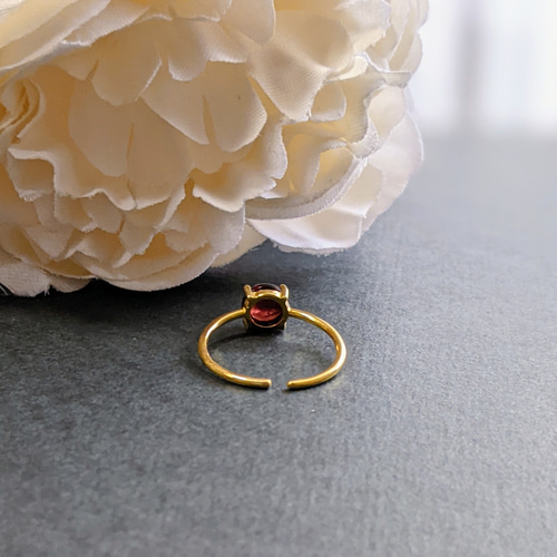 フリーサイズ】18KGPモザンビークガーネットAAAリング／ラウンド6ミリ