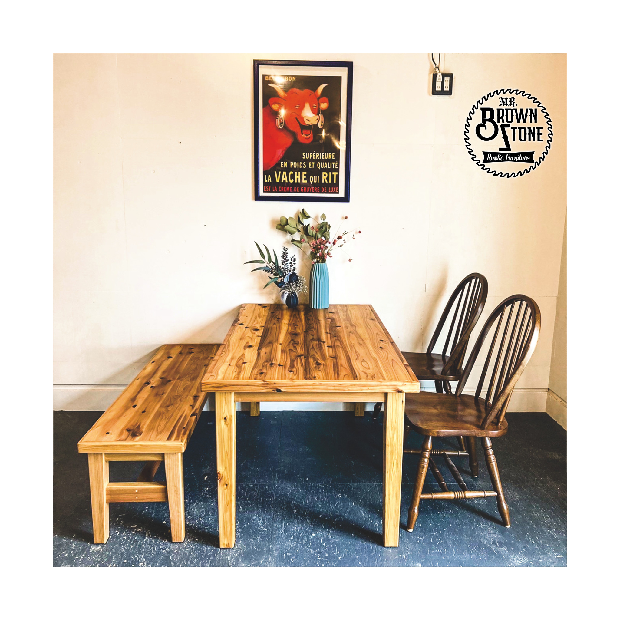 杉無垢材のダイニングテーブル[天板サイズ150×80]サイズオーダー可能　北欧　ビンテージ　アンティーク　カフェ