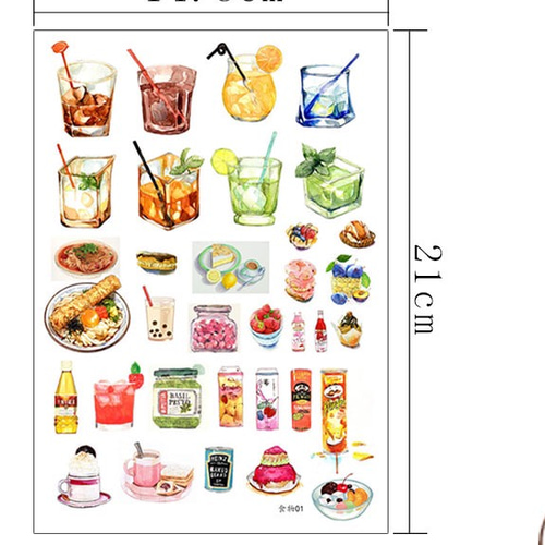 21シートフレークシール ノーカットタイプ 食べ物シール シール