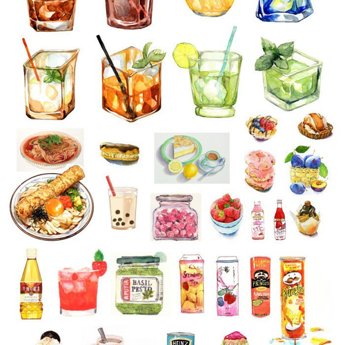 21シートフレークシール ノーカットタイプ 食べ物シール シール