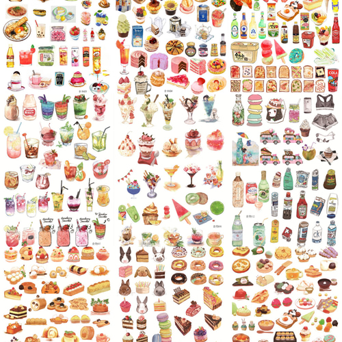 21シートフレークシール ノーカットタイプ 食べ物シール シール