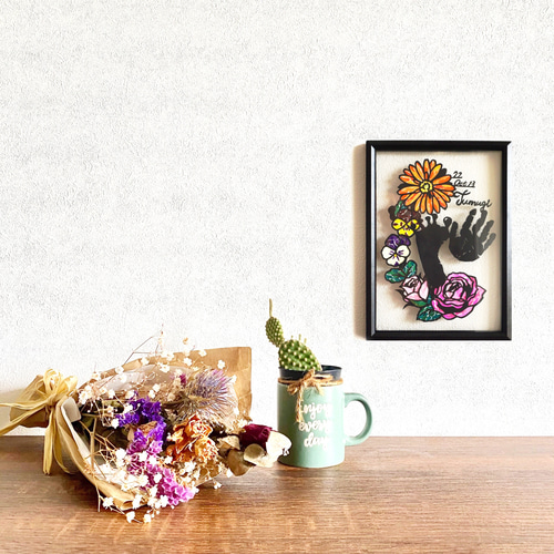切り絵×ちぎり絵】 Welcome baby -10月- 誕生花とともに【オーダー手形