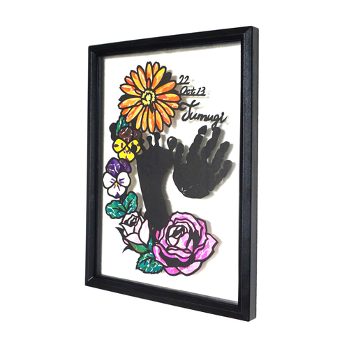 切り絵×ちぎり絵】 Welcome baby -10月- 誕生花とともに【オーダー手形