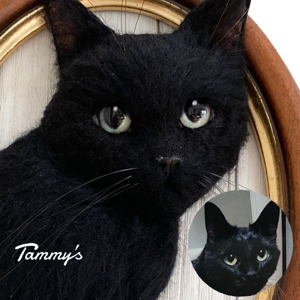 【オーダーメイド例_ほくとくん】羊毛フェルト、猫ぬいぐるみ、フェルト猫、半立体肖像画、オーダーメイド、メモリアル 59,999円