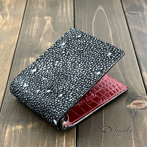 カミーユフォルネ クロコダイル マネークリップ ブラック ワニ革