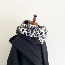 影響秋冬時尚的時尚達爾馬提亞圖案圍脖♡蓬鬆的生態毛皮♡動物圖案單調 第6張的照片