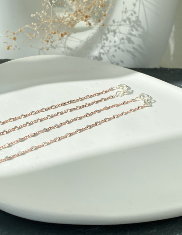 ツートンカラーローズゴールド&シルバーチェーンネックレス[Silver925] 16枚目の画像