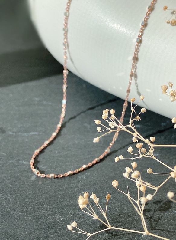 ツートンカラーローズゴールド&シルバーチェーンネックレス[Silver925] 8枚目の画像