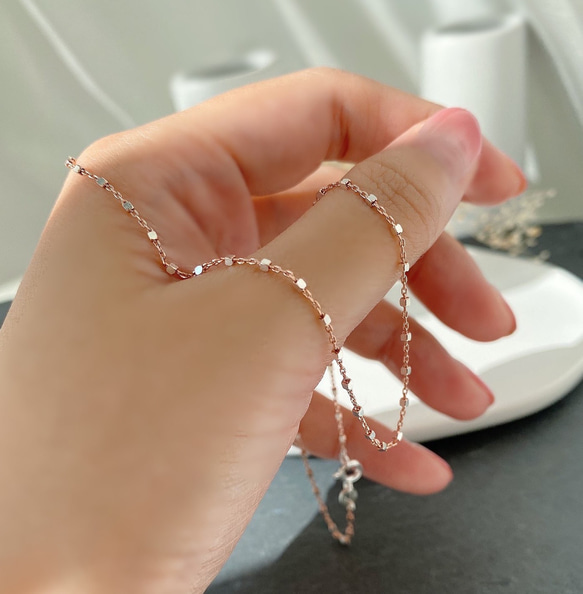 ツートンカラーローズゴールド&シルバーチェーンネックレス[Silver925] 13枚目の画像