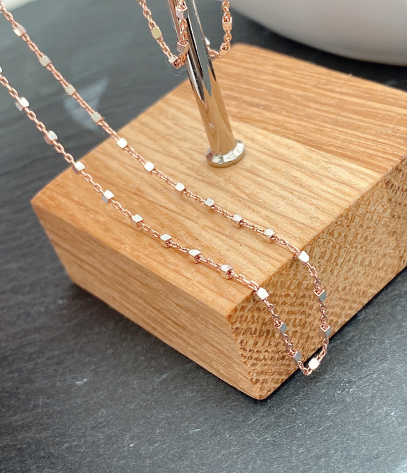 ツートンカラーローズゴールド&シルバーチェーンネックレス[Silver925] 9枚目の画像