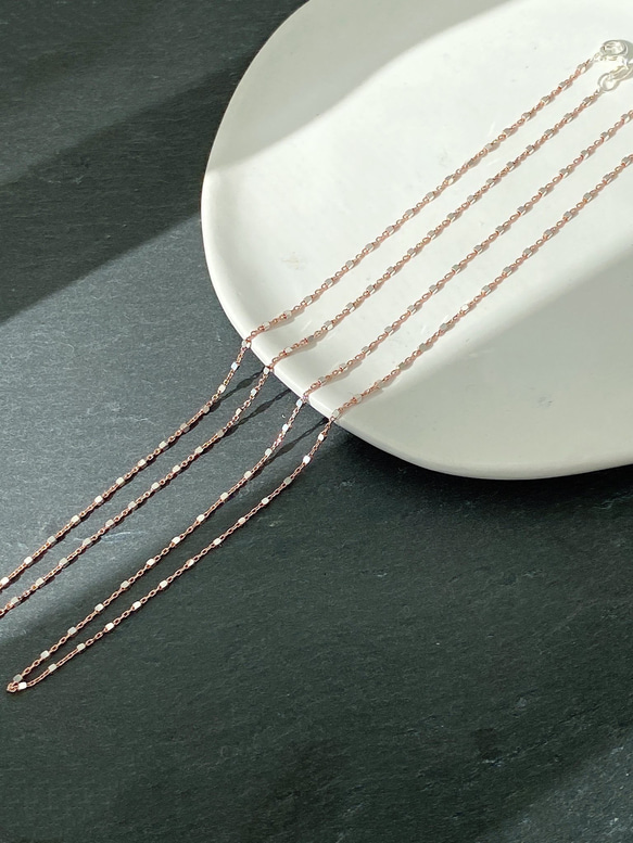ツートンカラーローズゴールド&シルバーチェーンネックレス[Silver925] 19枚目の画像