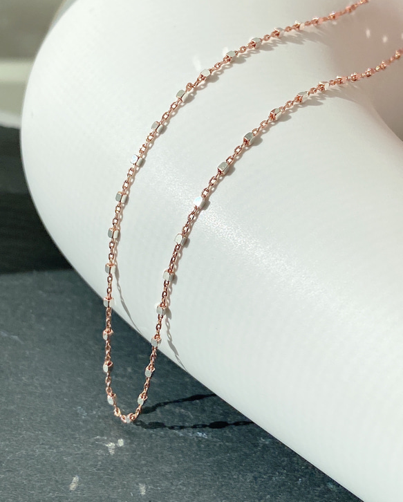 ツートンカラーローズゴールド&シルバーチェーンネックレス[Silver925] 12枚目の画像