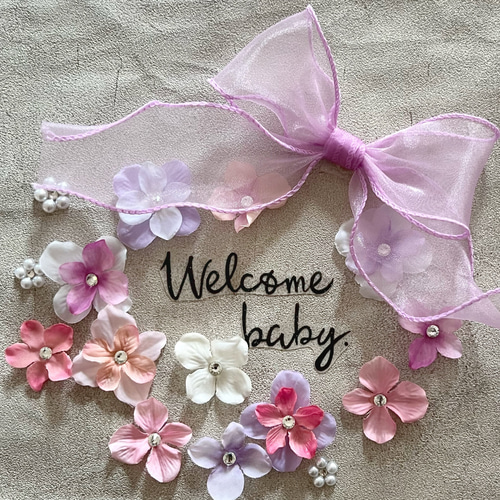 ピンク＊M80＊ribbon flower＊マタニティフォト用ボディシール ピンク＊M80＊ribbon flower＊マタニティフォトボディジュエリー