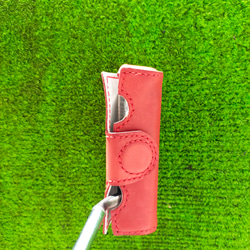#ゴルフ　ピン型パターヘットカバー（レザークラフト）マグネット開閉式（ピンク） 2枚目の画像