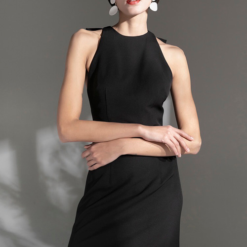 ブラックロング バックリボン パーティドレス 演奏会 謝恩会 ドレス  