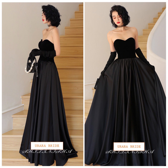 ブラック チューブトップ ウエディングドレス ドレス ウララ