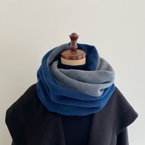 あ17 超美品　プリーツプリーズ　青　オレンジ　プリーツスヌード　ストール あ17 超美品 プリーツプリーズ 青 オレンジ プリーツスヌード ストール