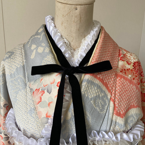 重ね襟 伊達えり フリル襟 成人式 結婚式 振り袖 インド刺繍