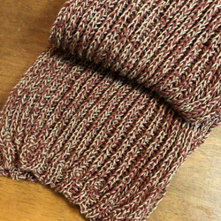 イギリスゴム編みのコットンマフラー・エンジ 2枚目の画像