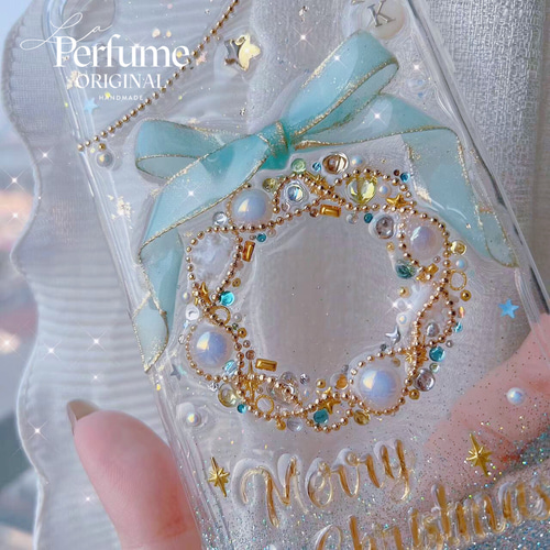 イニシャル&名入れ♡リボン✨水色 パール ツリー⭐︎キラキラ iPhoneケース イニシャル&名入れ♡リボン✨水色 パール ツリー⭐︎キラキラ