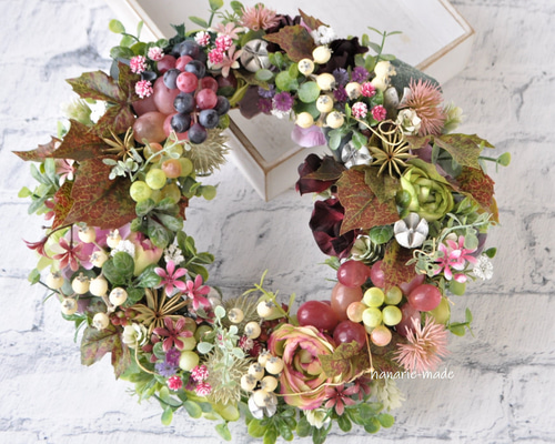 葡萄の恵みに感謝をこめて リース：ローズ ぶどう ワイン ボジョレ