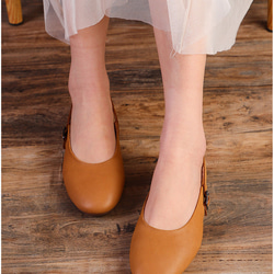 レディースシューズ　本革レザー　靴　手作り　ハンドメイド　天然ゴム サンダル　履きやすい　柔らかい　キャメルSH95　 4枚目の画像