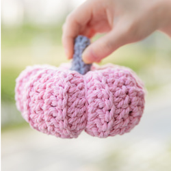 手編みかぼちゃ ピンク 毛糸 綿 北欧 インテリア 飾り おもちゃ