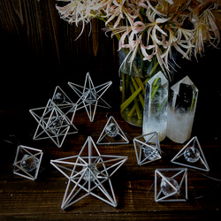 ヒンメリ★スターシリーズ サンキャッチャー ミニサイズ1個３種類から選べます 野外使用可なアルミ製　幾何学オブジェ　シル 6枚目の画像