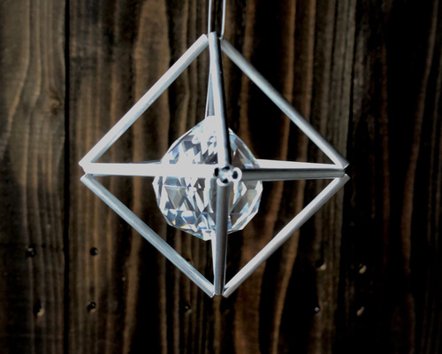 himmeli*ヒンメリ サンキャッチャー ヒンメリ☆ミニサイズスクエア サンキャッチャー 1個 野外使用可な