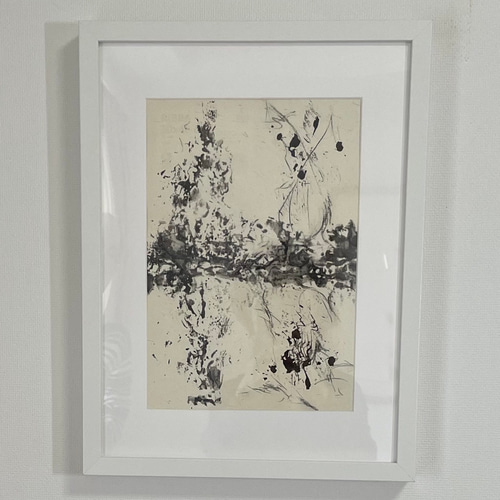 永井雅人モノタイプ版画 原画 小作品 「White Prints」 美品未