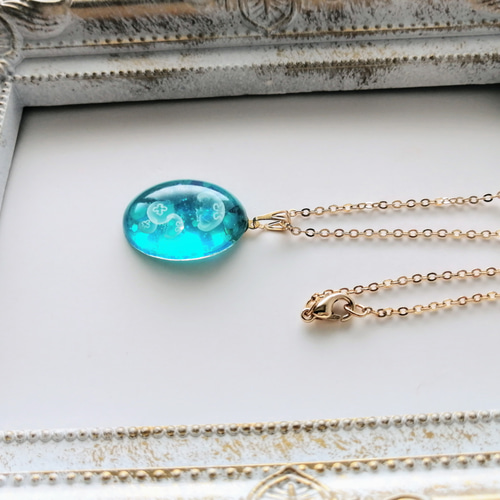 レジンネックレス✩⃛清澄シマエナガ＊蓄光 No.1440 円形 シマエナガ ネックレス ハンドメイド レジン