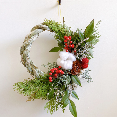 フレッシュグリーン生花南天 ドライフラワー お正月飾り しめ飾り