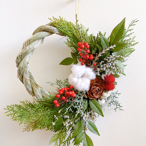 ＊Natural＊しめ縄飾り　しめ縄リース　ドライフラワー Natural＊しめ縄飾りしめ縄リースドライフラワー2way しめ縄リース