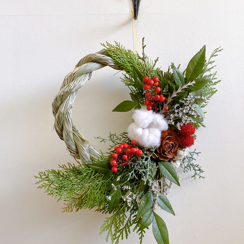 フレッシュグリーン生花南天 ドライフラワー お正月飾り しめ飾り