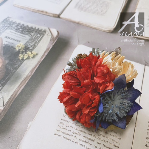 送料無料＞コサージュ ブローチ 赤 和装髪飾り 子供髪飾り ヘッド