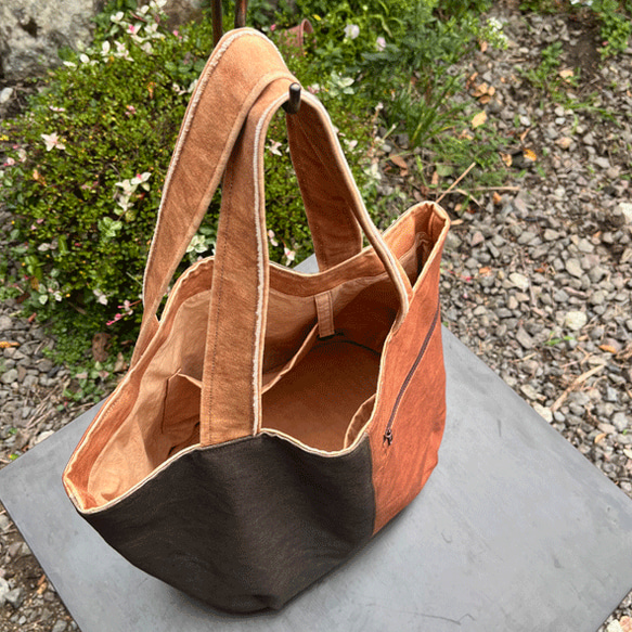 柿渋染め帆布デカ底バッグ22082 