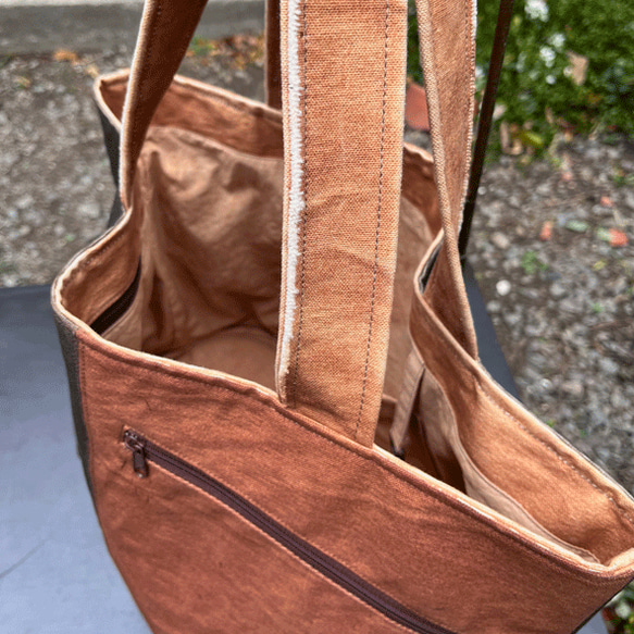 柿渋染め帆布デカ底バッグ22082 