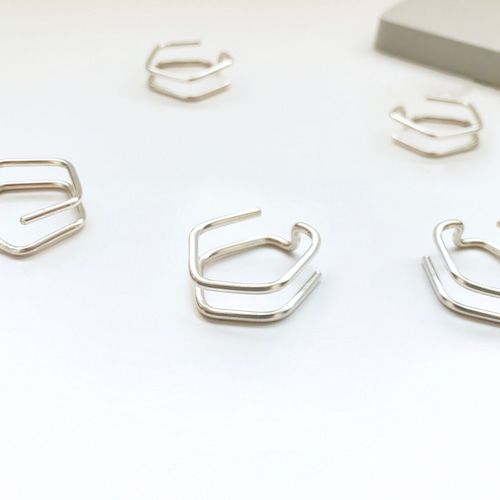 シンプルセレクト イヤークリップ/ リング【 ポリゴン 】2way/片耳用