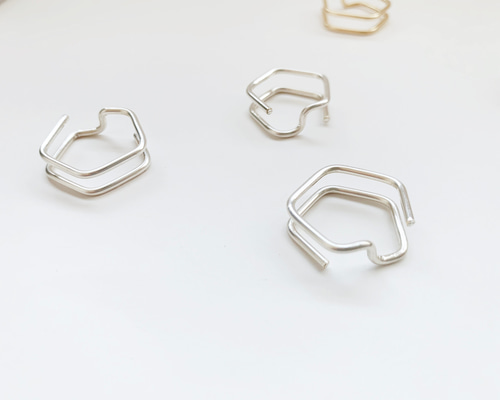 シンプルセレクト イヤークリップ/ リング【 ポリゴン 】2way/片耳用